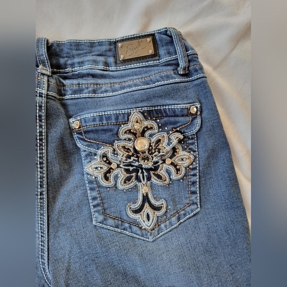 Earl Jeans embellished dark wash slim boot jeans 8 - Picture 11 of 11
